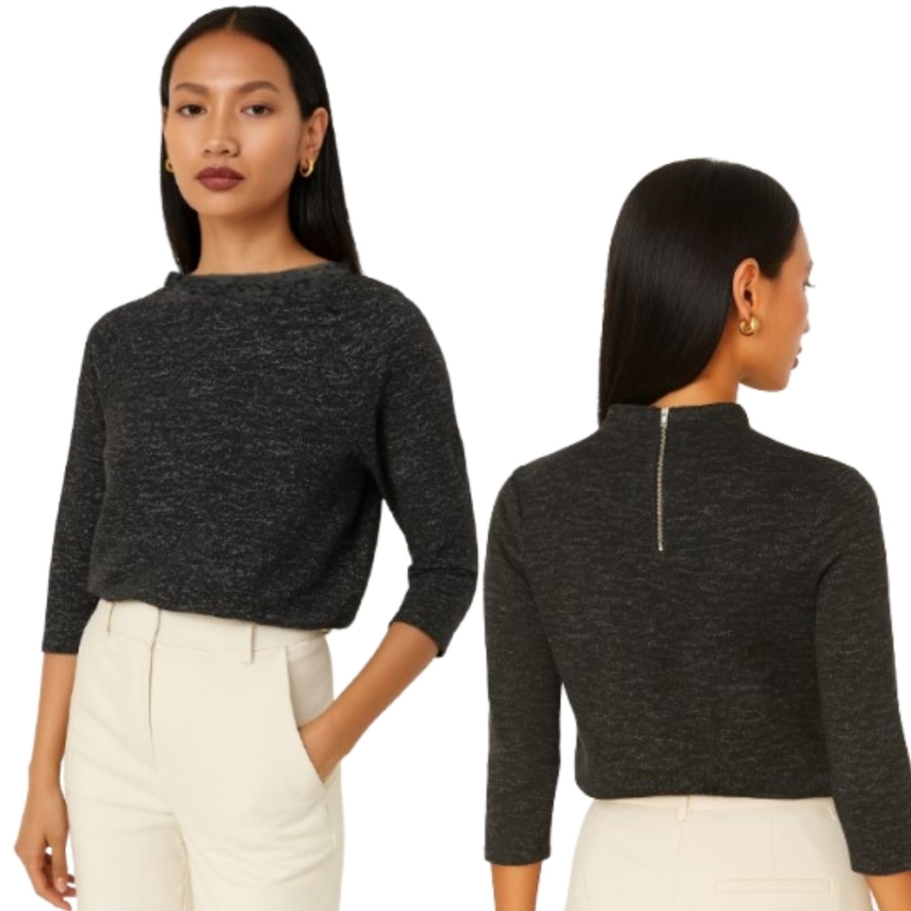 W5 Zipper Back Sweatshirt CropTop Zipper Back Black Gray Medium